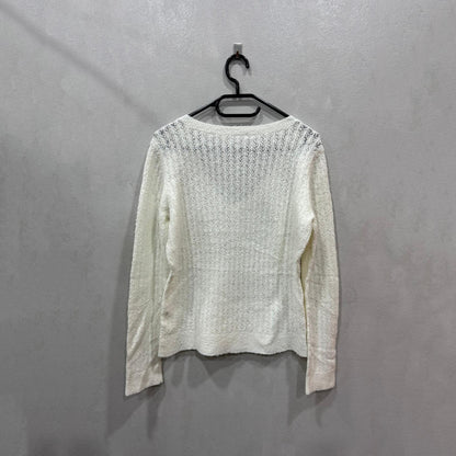 Camisola branca de malha texturada – Tamanho único