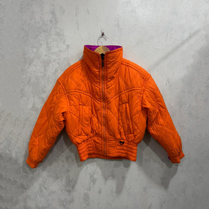 Sky Jacket Unissex FX Skiwear – Laranja com Forro Roxo – Tamanho 10