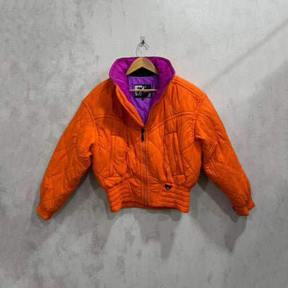 Sky Jacket Unissex FX Skiwear – Laranja com Forro Roxo – Tamanho 10