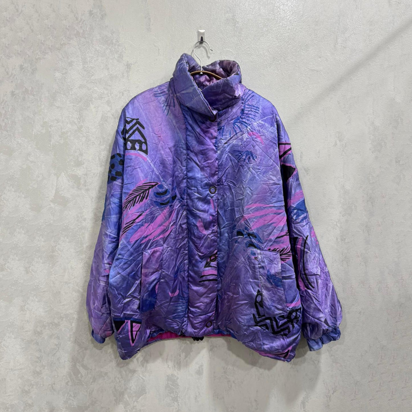 Casaco Ski Vintage Roxo Estampado — Tamanho Único